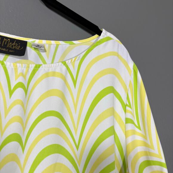 Bob Mackie Wearable Art Yellow & Green Funky Pattern Top - 1X - Womens Plus Size - Picture 2 of 6